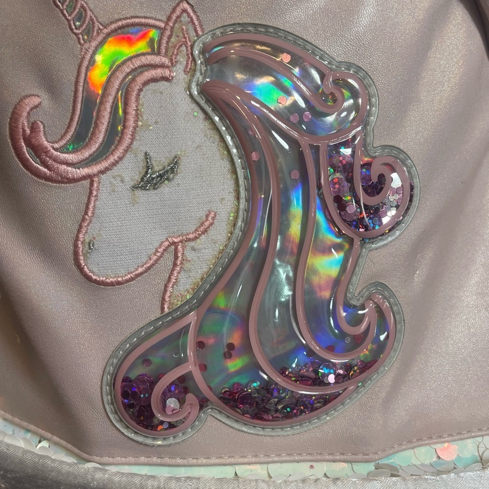 Girls Justice Pink Unicorn Sequin Backpack 16" School Book Bag Kids Reversible - Picture 3 of 12